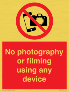 No photography or filming using any device